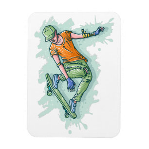 Farbenfroher Skater, lustige Illustration Magnet