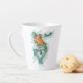 Farbenfroher Skater, lustige Illustration Milchtasse