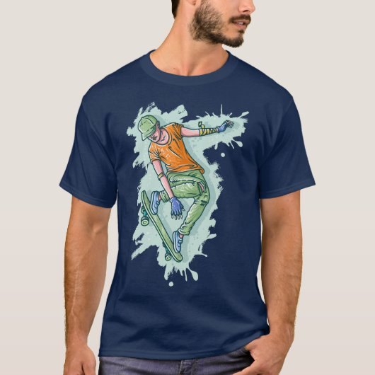 Farbenfroher Skater, lustige Illustration T-Shirt (Vorderseite)