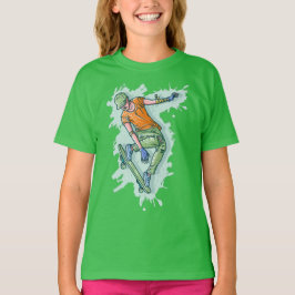 Farbenfroher Skater, lustige Illustration T-Shirt
