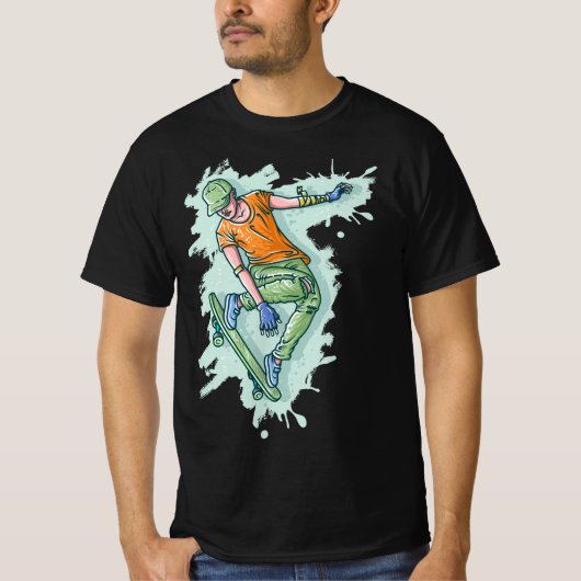 Farbenfroher Skater, lustige Illustration T-Shirt (Vorderseite)