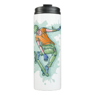 Farbenfroher Skater, lustige Illustration Thermosbecher