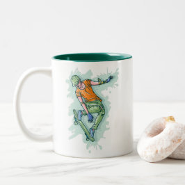 Farbenfroher Skater, lustige Illustration Zweifarbige Tasse