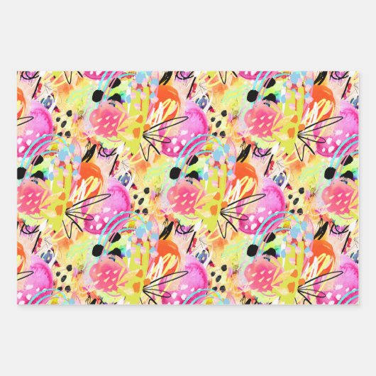 Farbenfroher Sommer Tropical Abstrakt Eclectic Pop Geschenkpapier Set (Vorderseite 2)