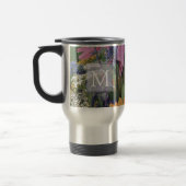 Farbenfroher Sommerblumengarten Monogramm Reisebecher (Links)