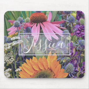 Farbenfroher Sommerblumengarten personalisiert Mousepad