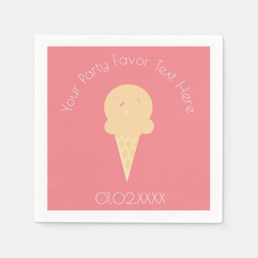 Farbenfroher Sommerspass Eis Creme Rosa Serviette (Vorderseite)