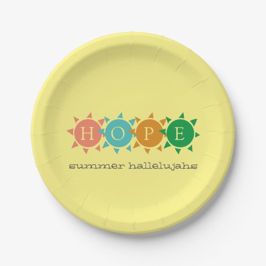 Farbenfroher Sommerspass Sonne MONOGRAM Hoffnung Pappteller (Vorderseite)