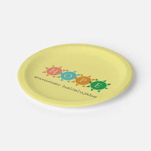 Farbenfroher Sommerspass Sonne MONOGRAM Hoffnung Pappteller (Schrägansicht)