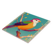 Farbenfroher Songbird auf blühenden Branchen Fliese (Seite)