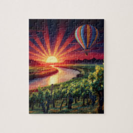 Farbenfroher Sonnenaufgang im Napa-Tal Heißluftbal Puzzle