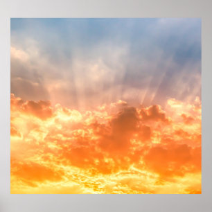 Farbenfroher Sonnenuntergang: feuchter Himmel. Poster