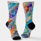 Farbenfroher Spaß Blau, Aquamarine, Lila Abstrakte Socken (Gewinkelt)