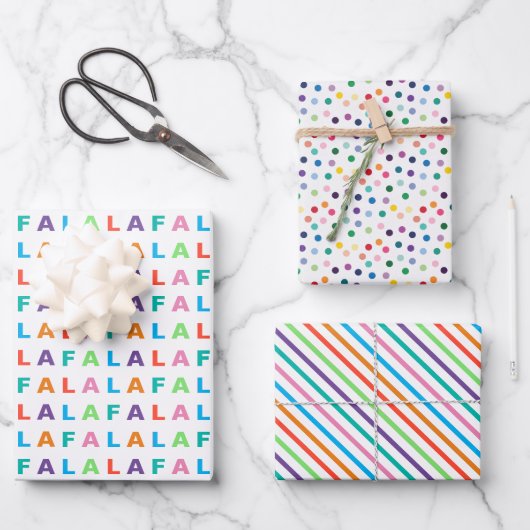 Farbenfroher Spaß FA LA LA URLAUBSSAISON Geschenkpapier Set (Vorderseite)