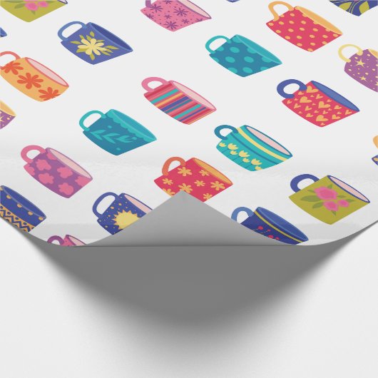 Farbenfroher Spaß Gemustert Coffee Tasse Set Geschenkpapier (Ecke)