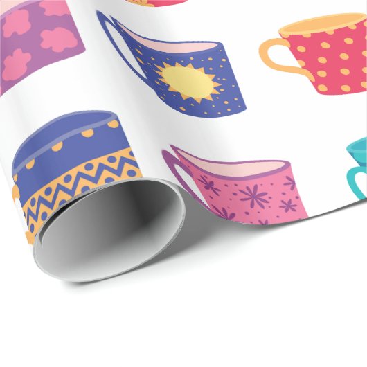 Farbenfroher Spaß Gemustert Coffee Tasse Set Geschenkpapier (Rolleneckpunkt)