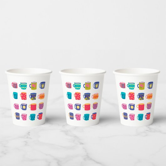 Farbenfroher Spaß Gemustert Coffee Tasse Set Pappbecher