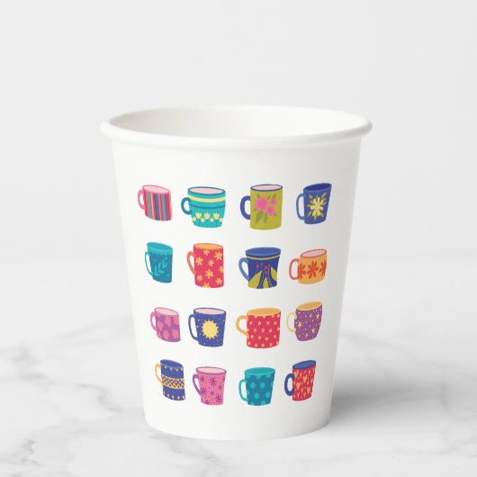 Farbenfroher Spaß Gemustert Coffee Tasse Set Pappbecher (Vorderseite)