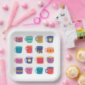 Farbenfroher Spaß Gemustert Coffee Tasse Set Pappteller (Party)