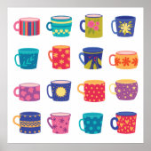Farbenfroher Spaß Gemustert Coffee Tasse Set Poster (Vorne)