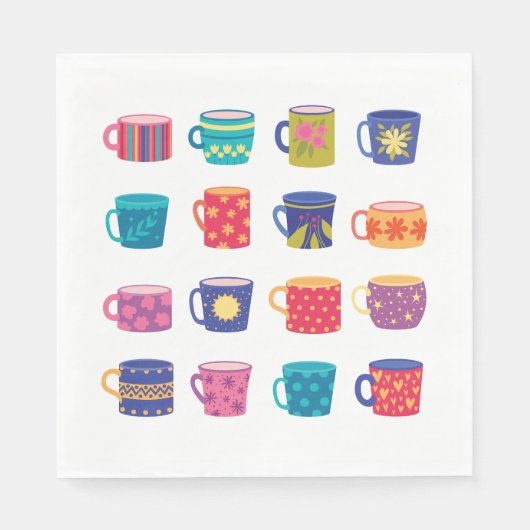Farbenfroher Spaß Gemustert Coffee Tasse Set Serviette (Vorderseite)