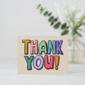 Farbenfroher Spaß Hand Schreiben Vielen Dank Postk Postkarte (Stehend Vorderseite)