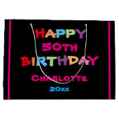 Farbenfroher Spaß Individuelle Name Jahr Geburtsta Große Geschenktüte (Rückseite)