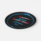 Farbenfroher Spaß Individuelle Name Jahr Geburtsta Pappteller (Schrägansicht)