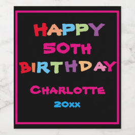 Farbenfroher Spaß Individuelle Name Jahr Geburtsta Weinetikett