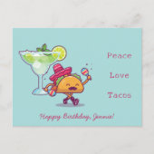 Farbenfroher Spaß Margaritas & Tacos Glückwunsch z Postkarte (Vorderseite)