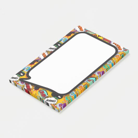 Farbenfroher Spaß Modernes Comic Buche Rede Blase Post-it Klebezettel (angewinkelt)