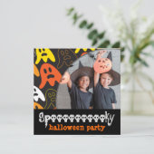 Farbenfroher Spaß Spooky Gespenster Kid's Hallowee Einladung (Stehend Vorderseite)