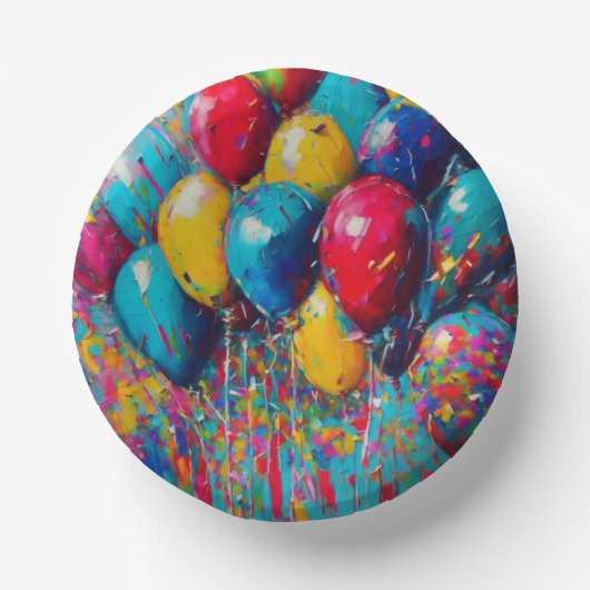 Farbenfroher Spaß zum Geburtstag Balloons Cake Pappteller (Vorderseite)