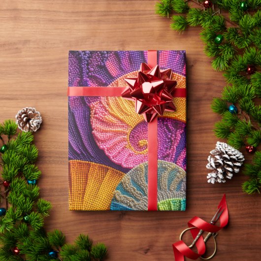 Farbenfroher Spiral-Hintergrund mit lebendiger Ene Geschenkpapier (Feiertagsgeschenk)
