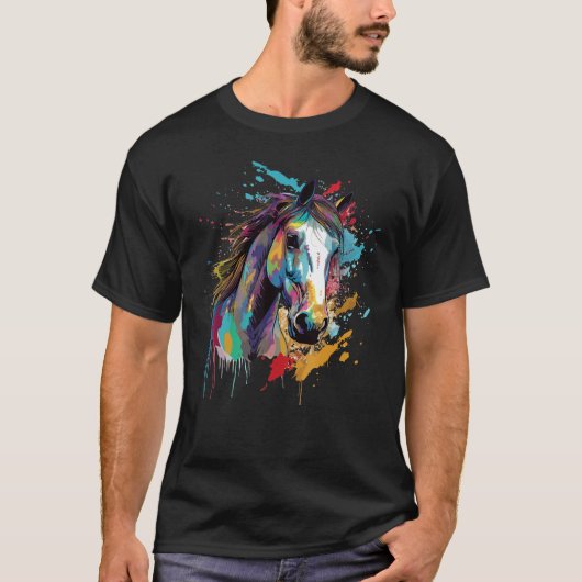 Farbenfroher Splash Kuda Padi Pferd T-Shirt (Vorderseite)