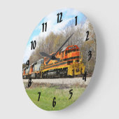 Farbenfroher Springtime Diesel Motor Train Große Wanduhr (Winkel)