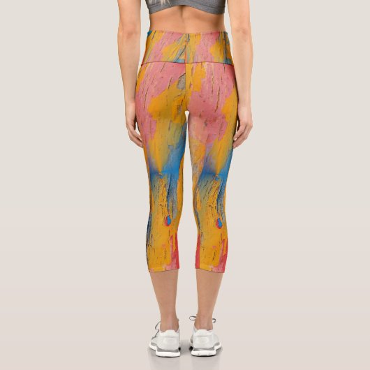 Farbenfroher Spritzer Capri Leggings (Rückseite)