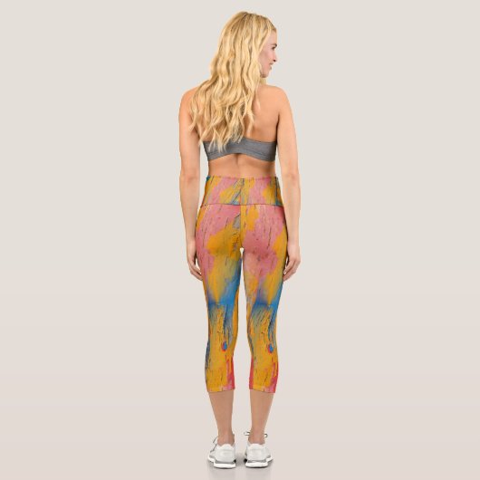 Farbenfroher Spritzer Capri Leggings (Rückseite)