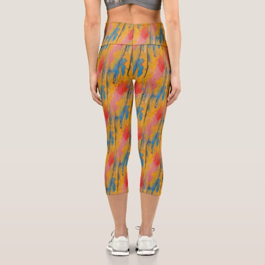 Farbenfroher Spritzer Capri Leggings (Rückseite)