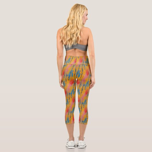 Farbenfroher Spritzer Capri Leggings (Rückseite)
