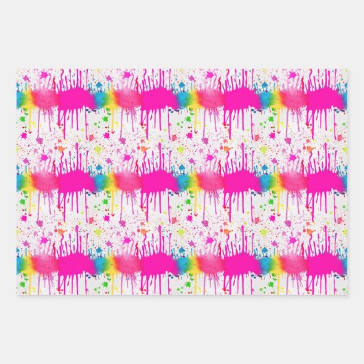 Farbenfroher Spritzer Geschenkpapier Set (Vorderseite)