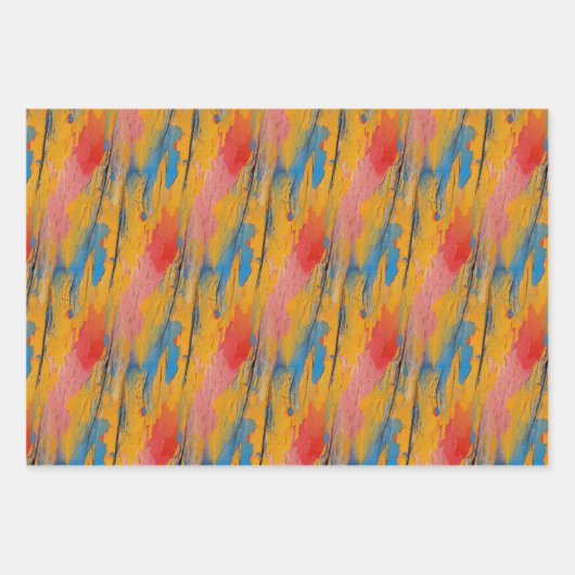 Farbenfroher Spritzer Geschenkpapier Set (Vorderseite 3)