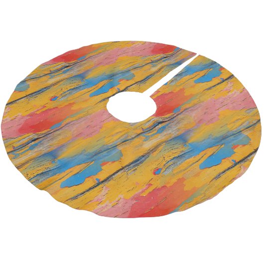 Farbenfroher Spritzer Polyester Weihnachtsbaumdecke (Schrägansicht)