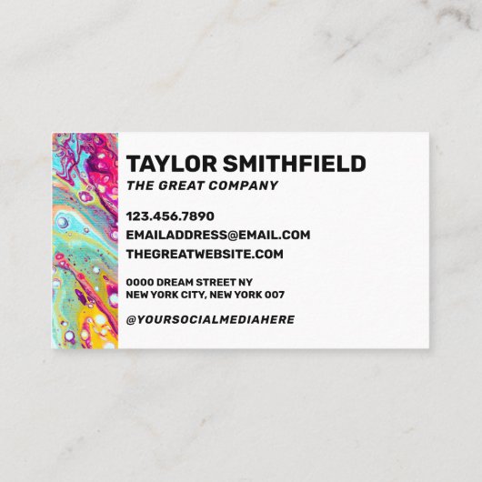 Farbenfroher Spritzer Visitenkarte (Rückseite)