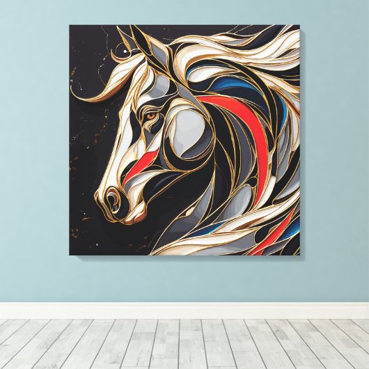 Farbenfroher Stallion-Geist Leinwanddruck (Insitu (Holzboden))