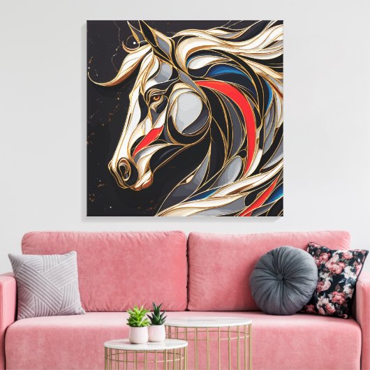 Farbenfroher Stallion-Geist Leinwanddruck (Insitu (Wohnzimmer))