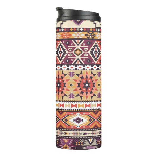 Farbenfroher Stammesstil, lebendiges, nahtloses Mu Thermosbecher (Nach rechts gedreht)