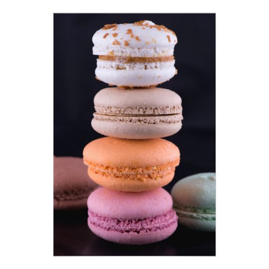 Farbenfroher Stapel französischer Macarons Fotodruck (Vorne)