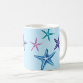 Farbenfroher Starfish (blau, Lila, rosa, türkis) Kaffeetasse (VorderseiteRechts)
