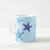Farbenfroher Starfish (blau, Lila, rosa, türkis) Kaffeetasse (Vorderseite Links)